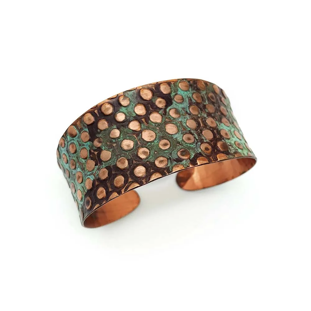 Anju Copper Patina Bracelet in Copper and Teal Rivets