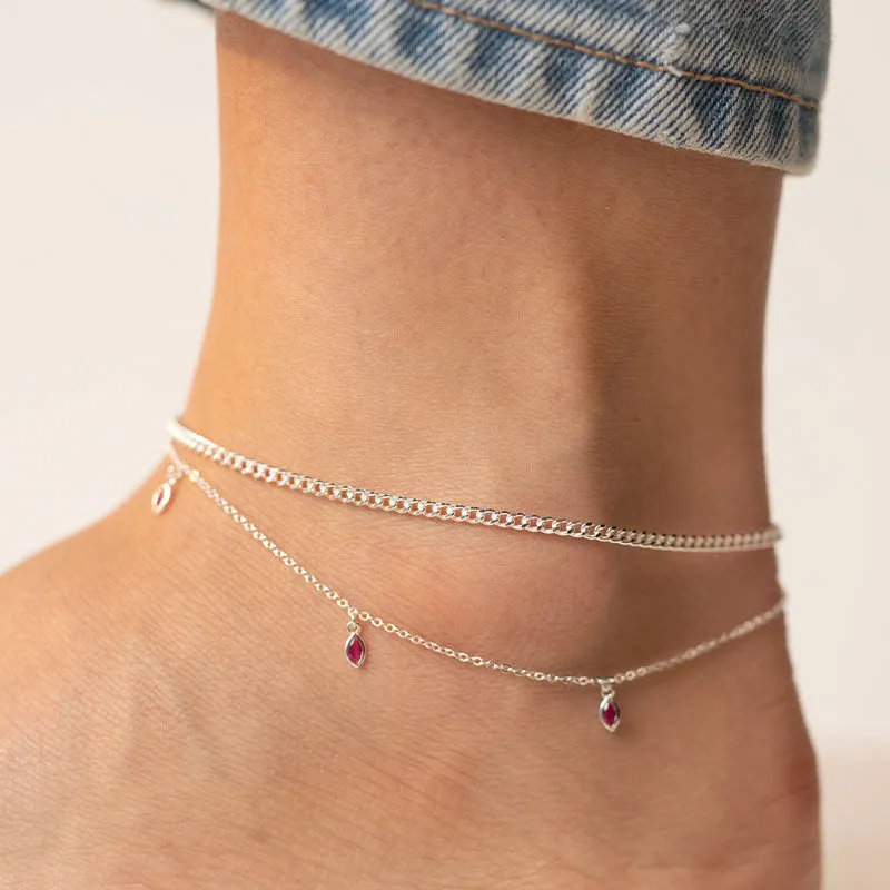 ANKLET WITH RUBY DROPLETS