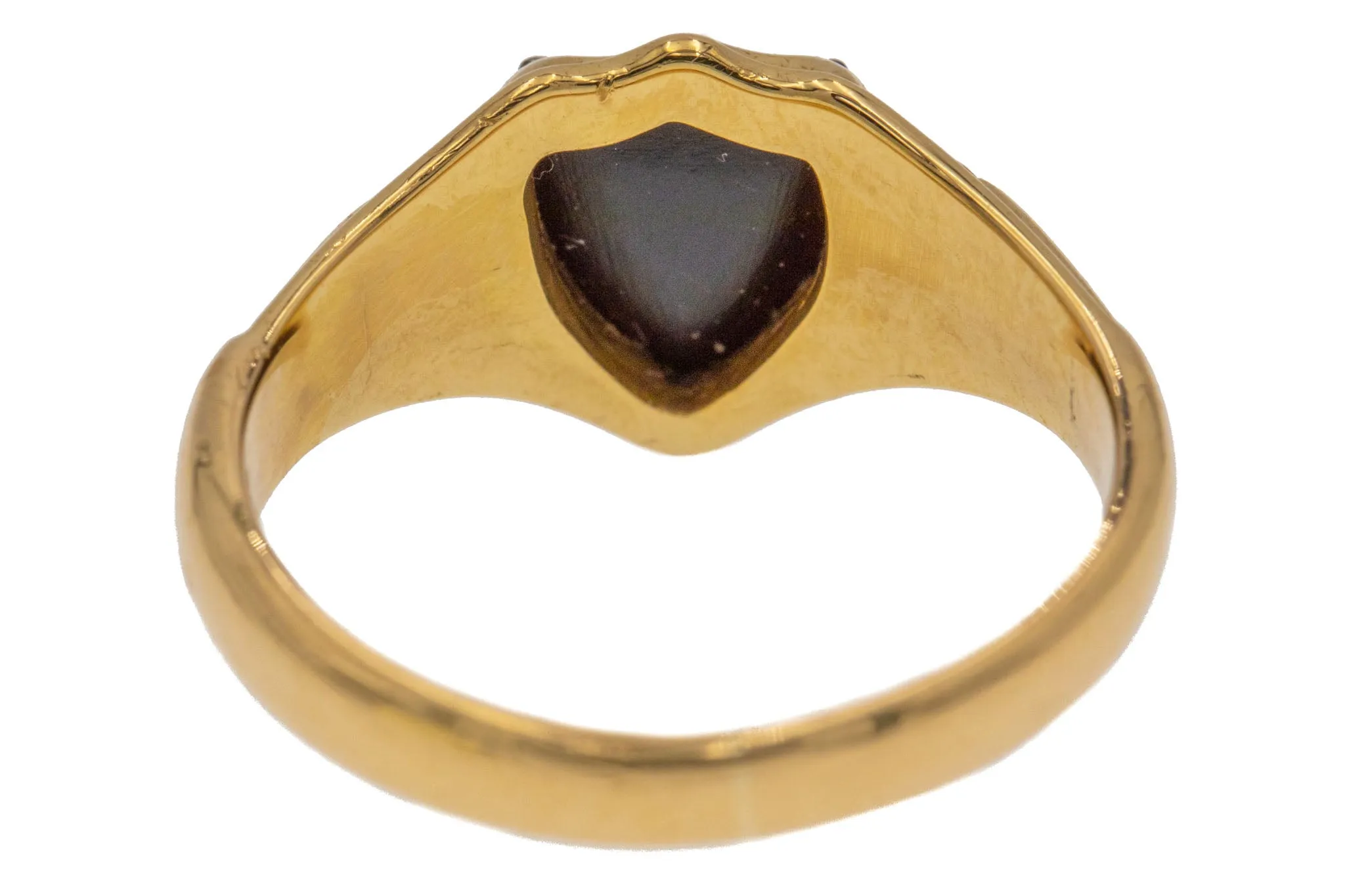 Antique 18ct Gold Agate Shield Signet Ring, 4.6g