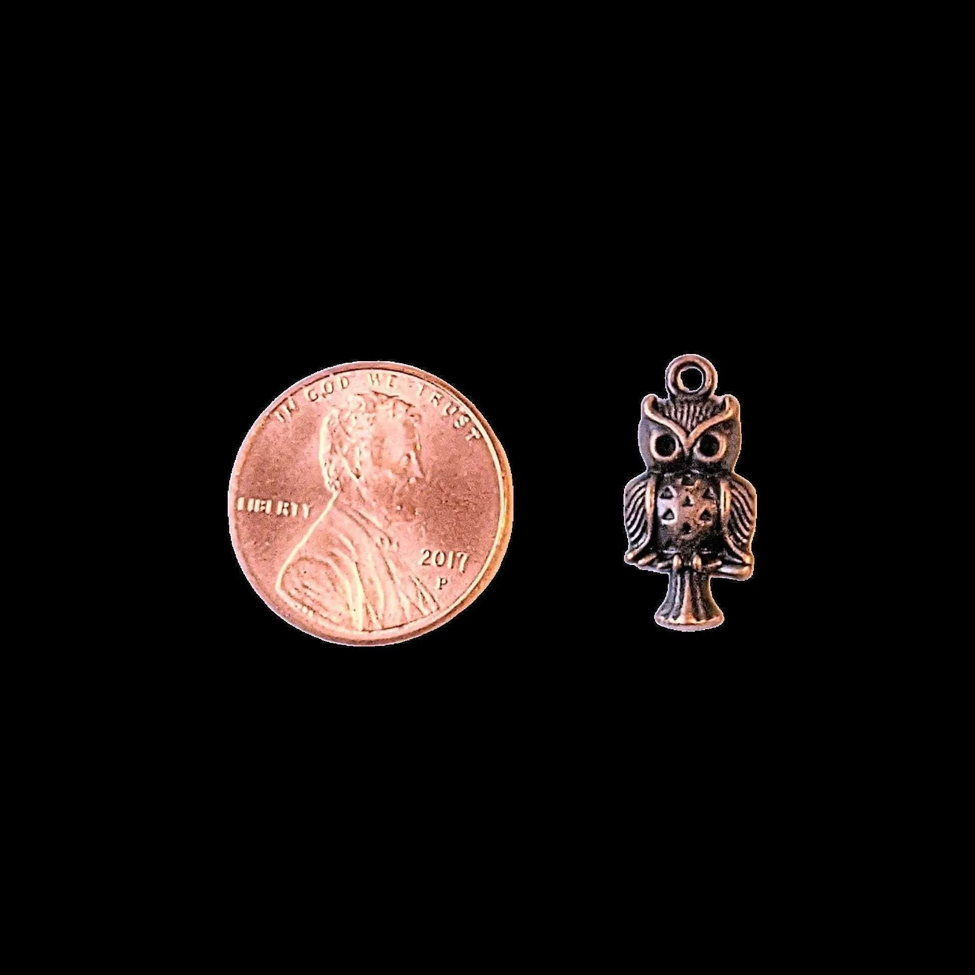 Antique Copper Tiny Owl Charms