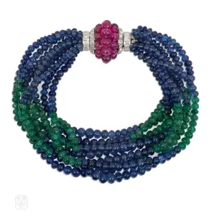 Art Deco multi-gem torsade bracelet