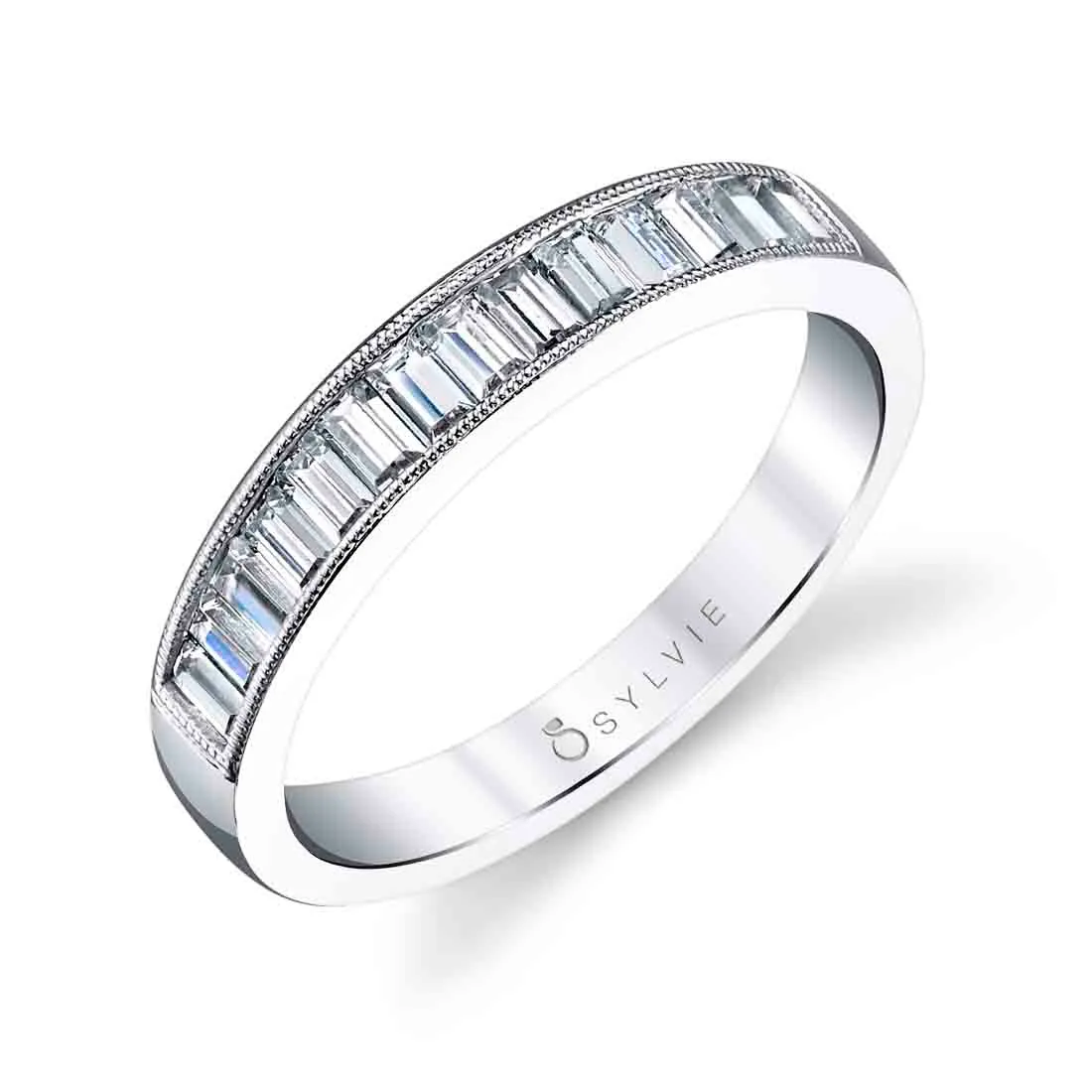 Baguette Wedding Band Platinum White