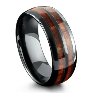 Barrel Ceramic Koa Wood Ring