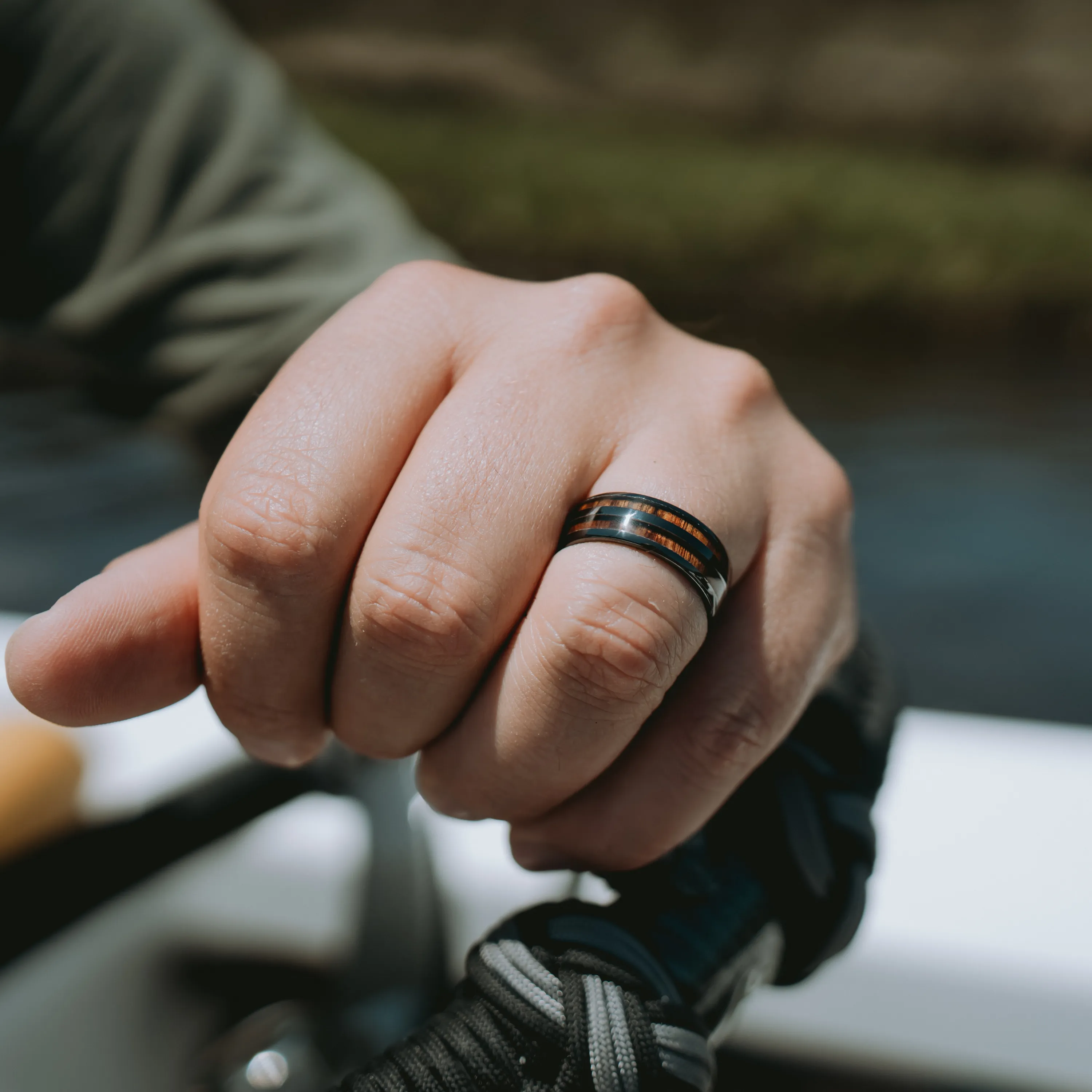 Barrel Ceramic Koa Wood Ring