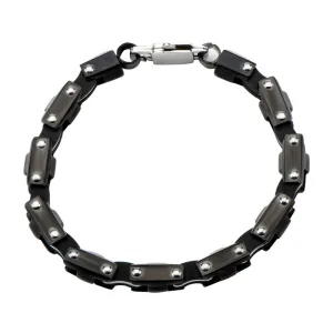 Black IP Motor Chain Design & Lobster Clasp Bracelet 8.5inches