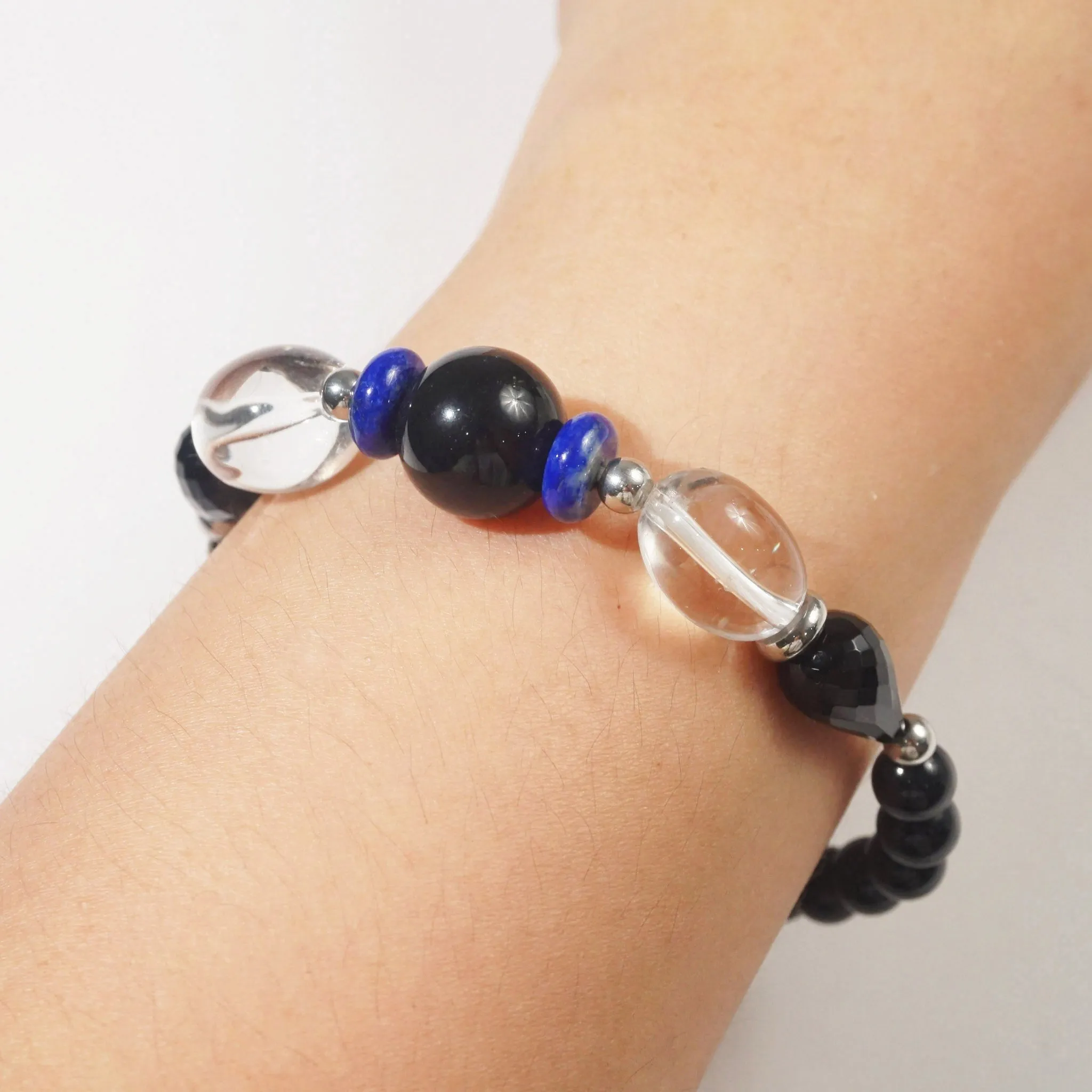 Black Onyx, Lapis Lazuli and Clear Quartz