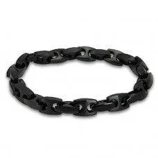 Black Stainless Steel Marina Chain Link Bracelet