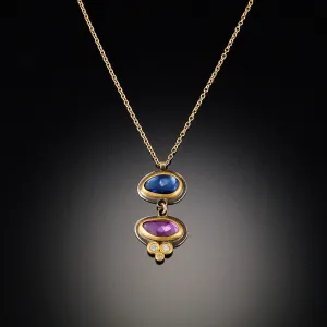 Blue and Purple Sapphire Necklace with Diamonds