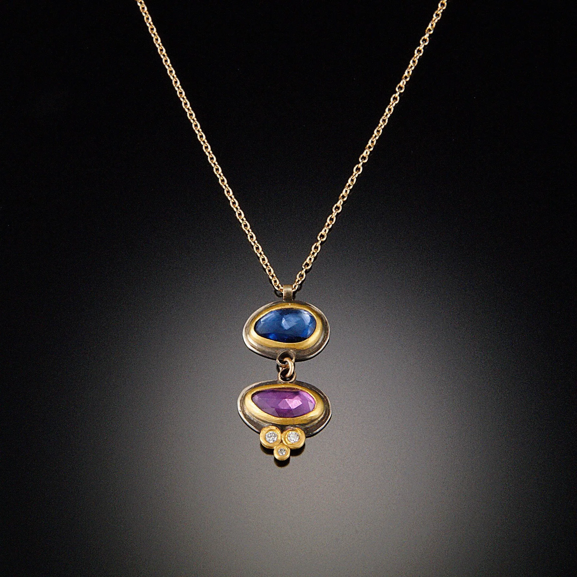 Blue and Purple Sapphire Necklace with Diamonds