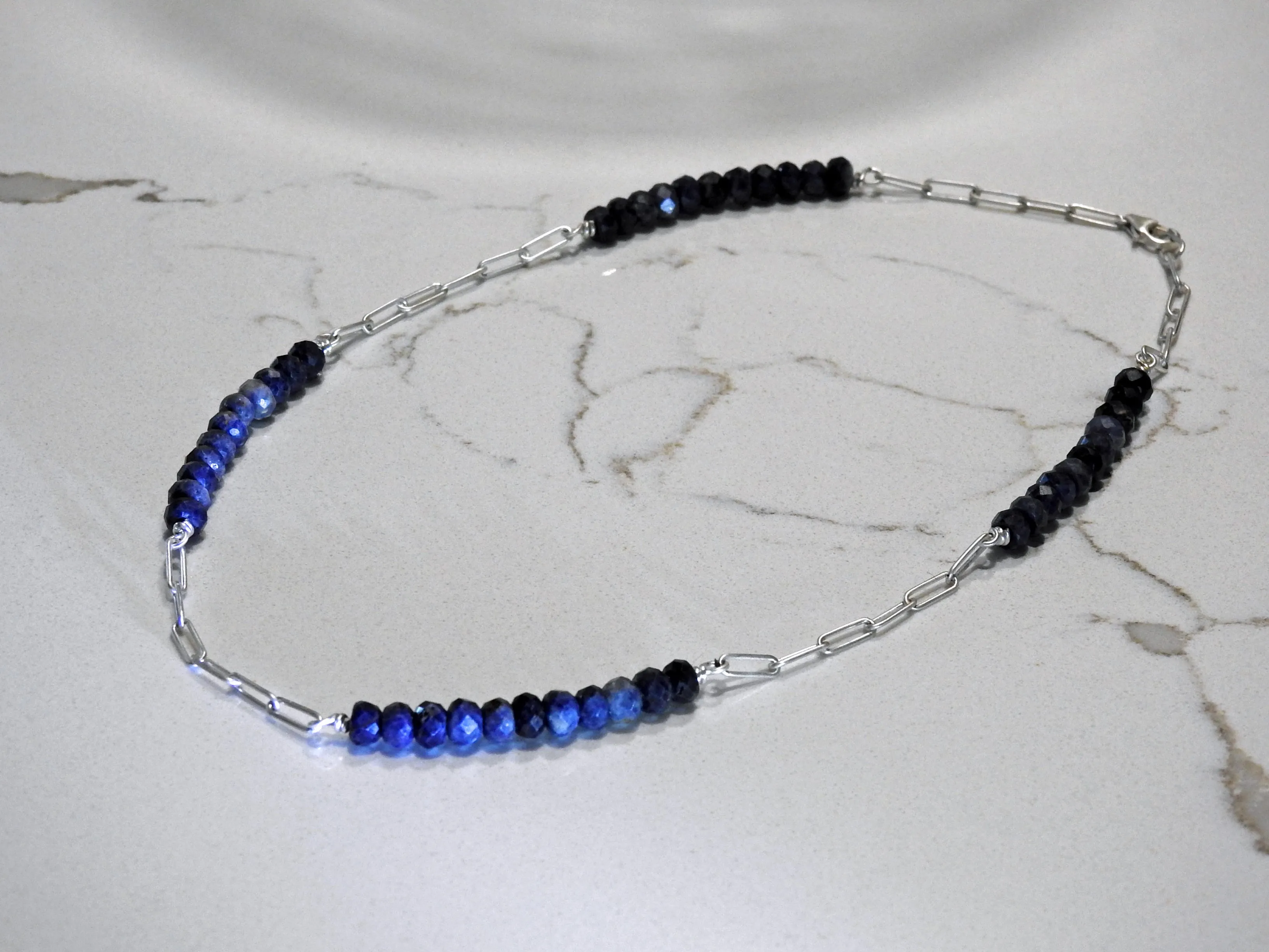 Blue denim sapphire necklace