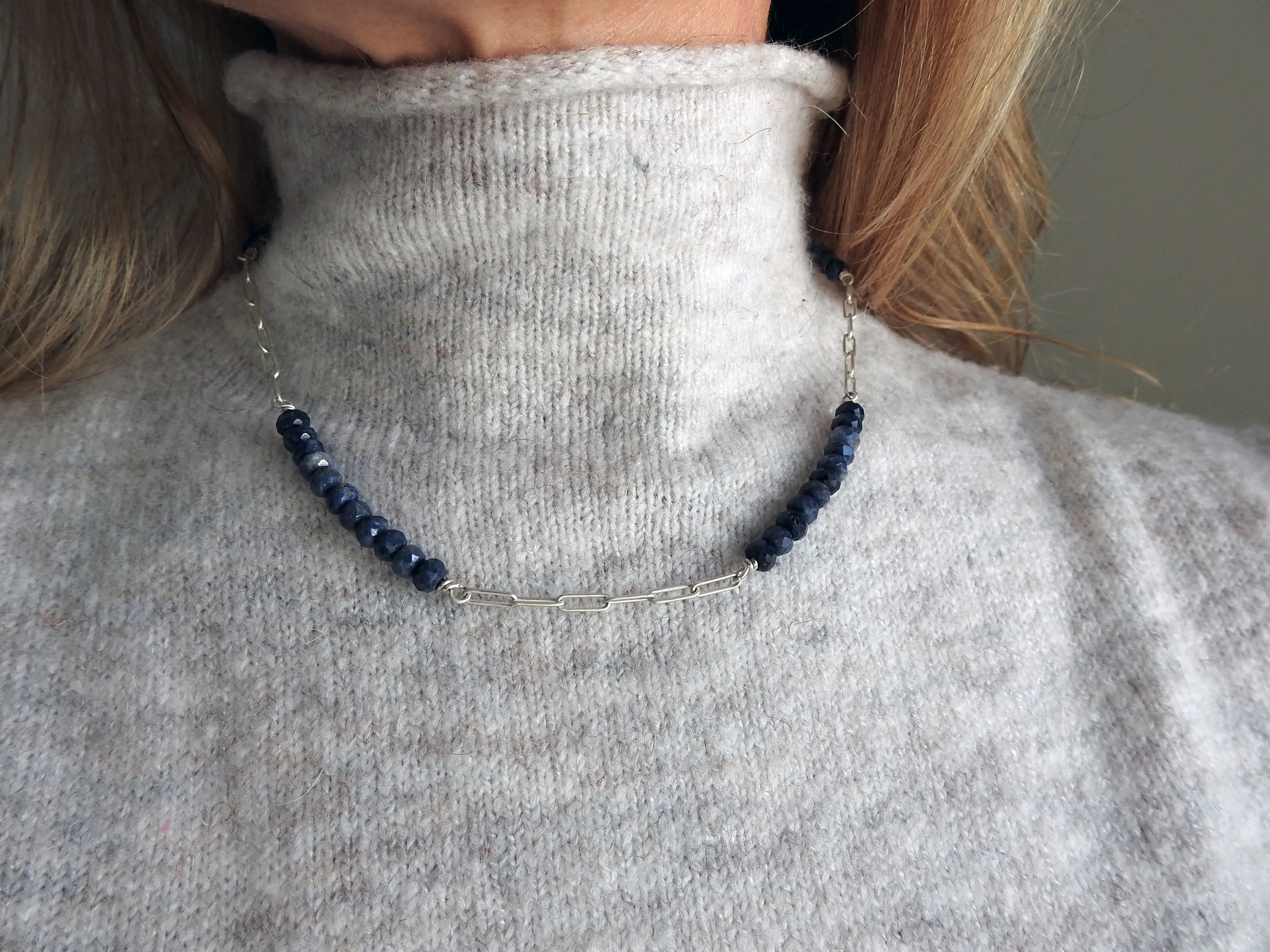 Blue denim sapphire necklace