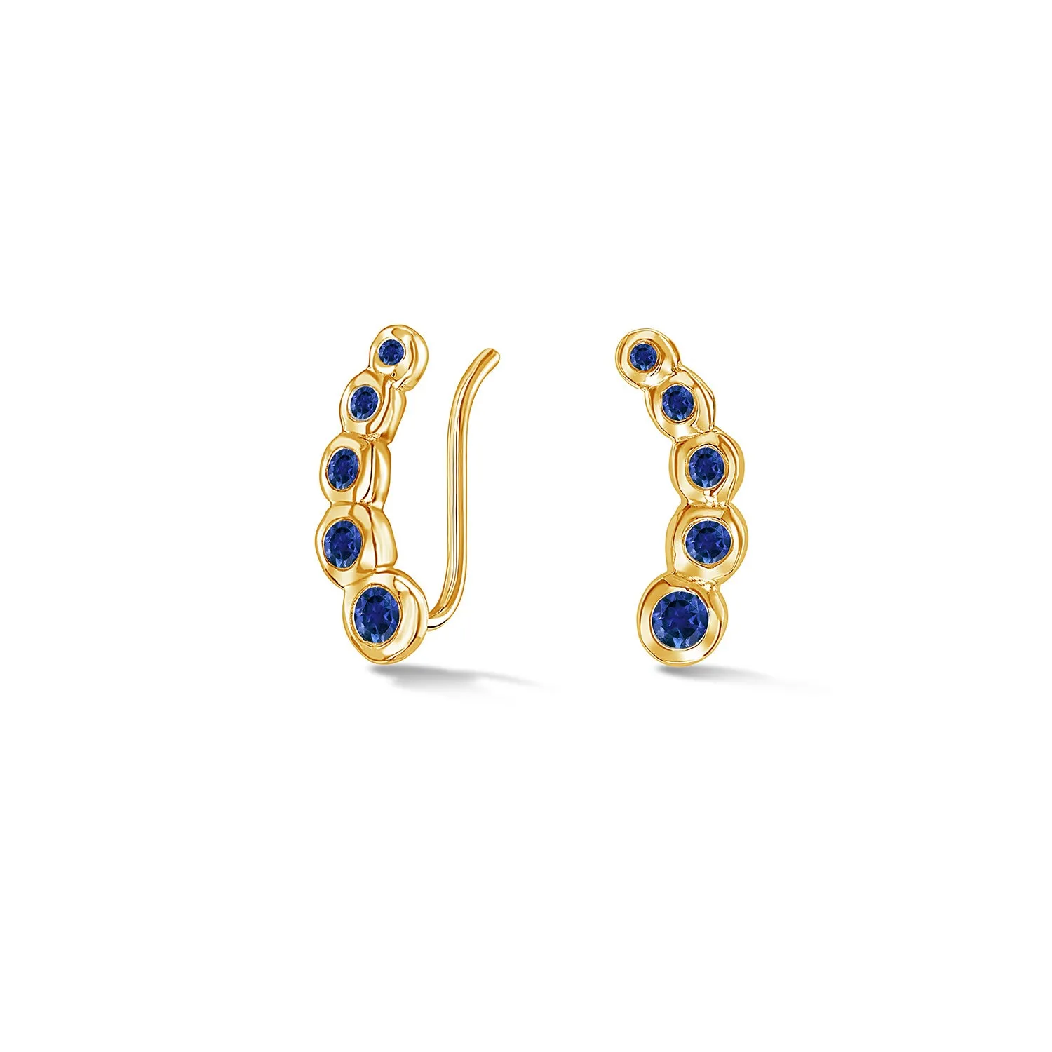 Blue Sapphire Dewdrop Ear Climbers