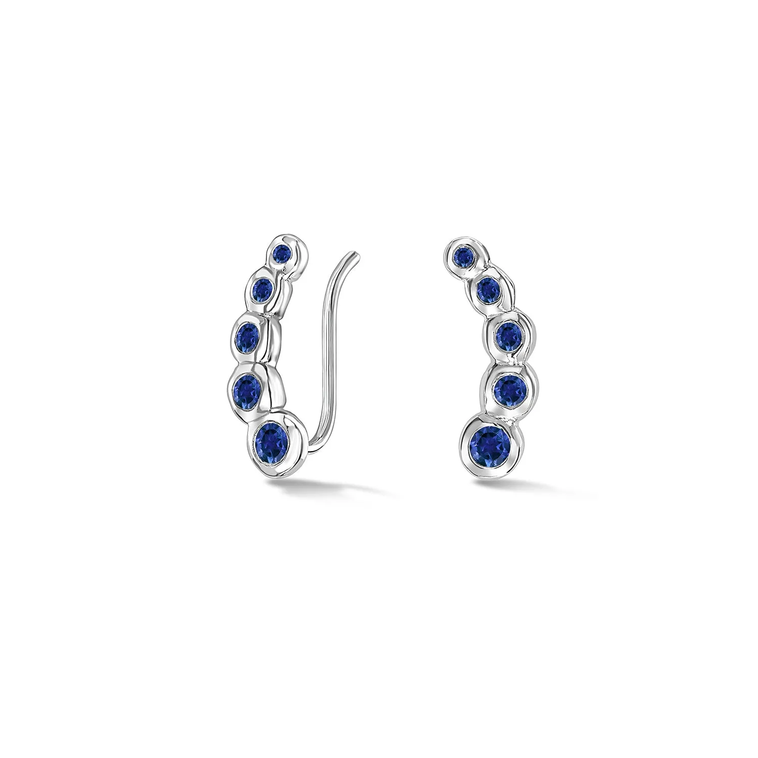 Blue Sapphire Dewdrop Ear Climbers