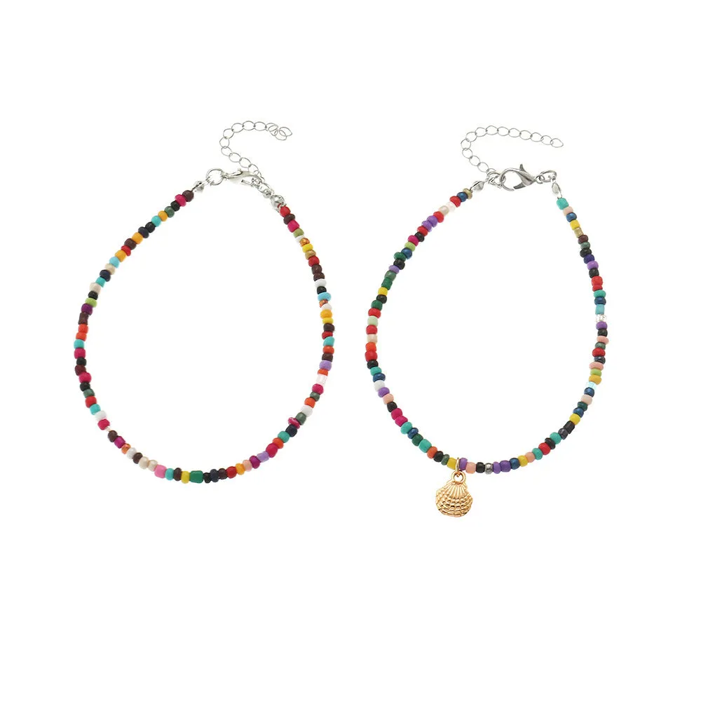 Bohemian Ethnic Style Colored Rice Bead Anklet