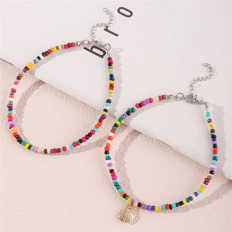 Bohemian Ethnic Style Colored Rice Bead Anklet