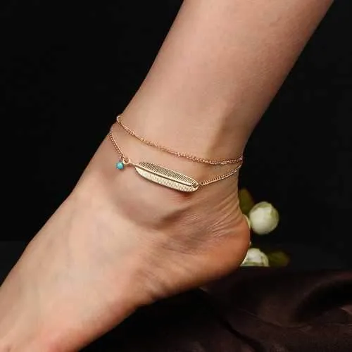 Bohemian Summer Turquoise Charm Multilayer Anklet Foot Chain