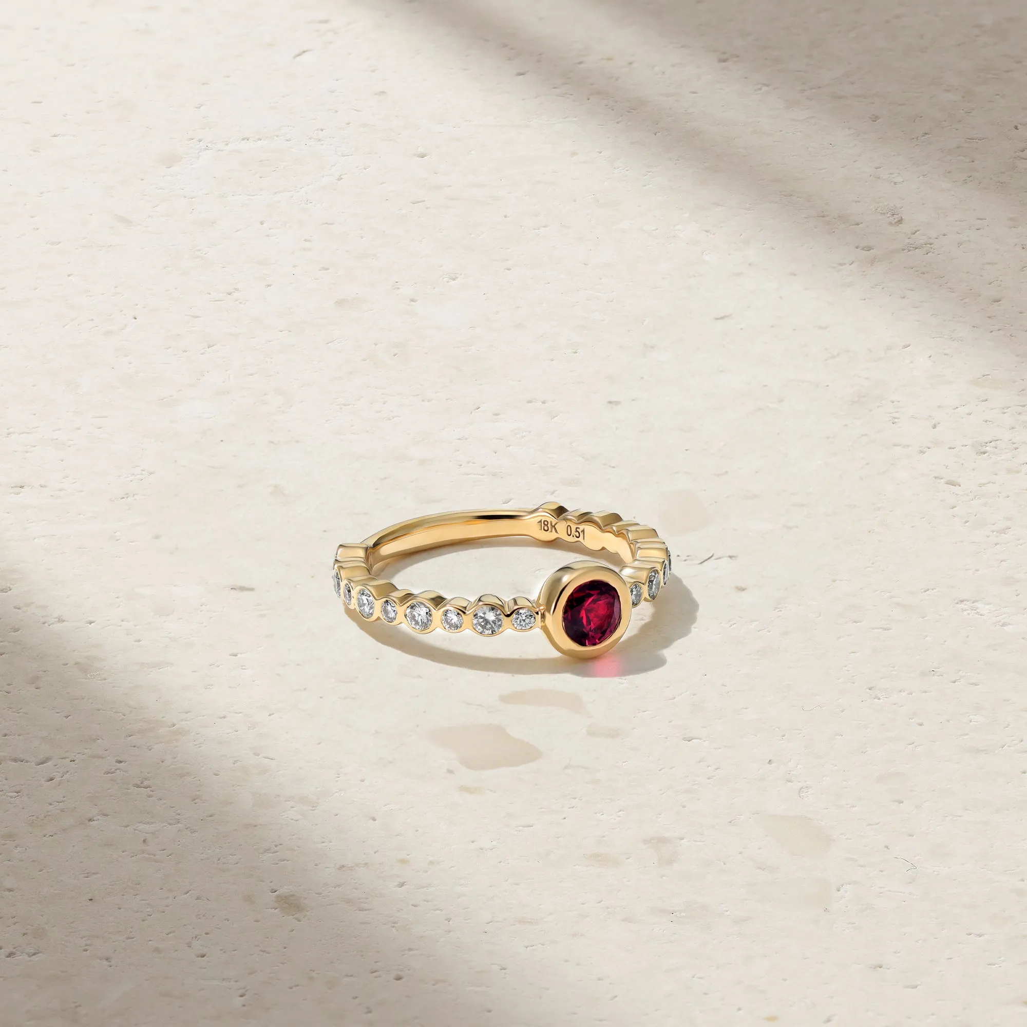 Bubbly Crescendo Ruby and Diamond Ring