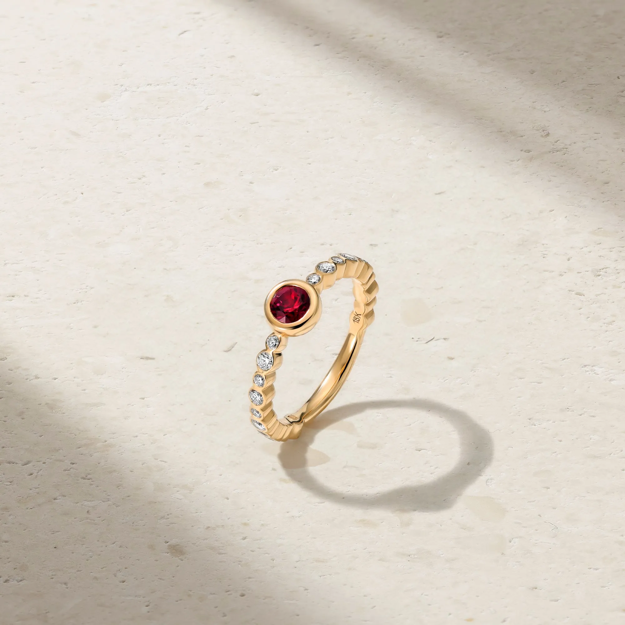 Bubbly Crescendo Ruby and Diamond Ring