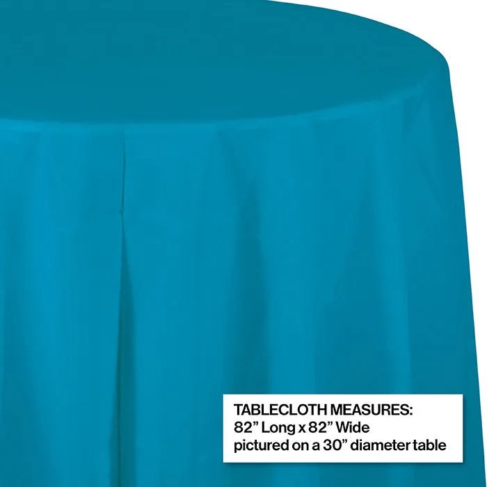 Bulk Turquoise Round Plastic 82 inch Table Covers (12 per Case)