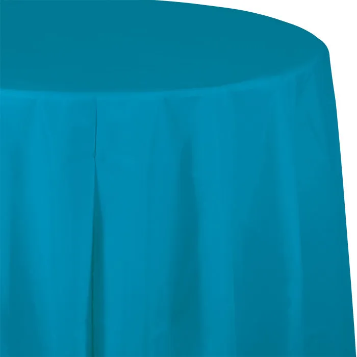 Bulk Turquoise Round Plastic 82 inch Table Covers (12 per Case)