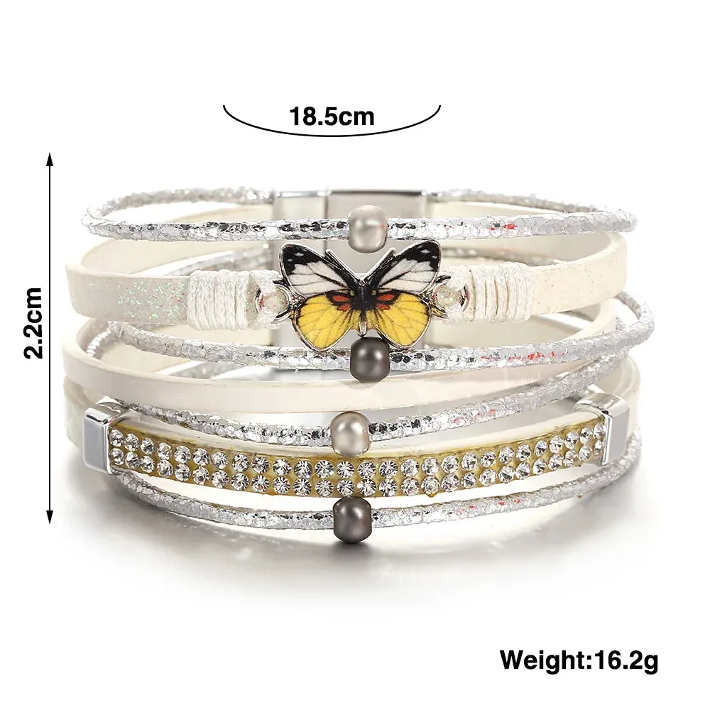 'Butterfly' Charm Cuff Bracelet - black