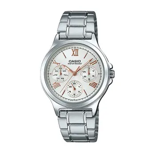 Casio Ladies' Multi-Hands Silver Stainless Steel Band Watch LTPV300D-7A2 LTP-V300D-7A2