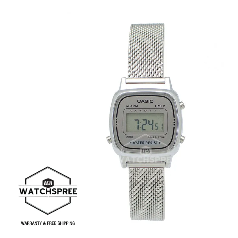 Casio Ladies' Vintage Standard Digital Silver Mesh Band Watch LA670WEM-7D LA-670WEM-7D