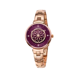 Cherry Blossom 32mm Ruby Red Gold Mother Of Pearl Dial Sakura Petal Hand Rose Gold Bracelet Watch