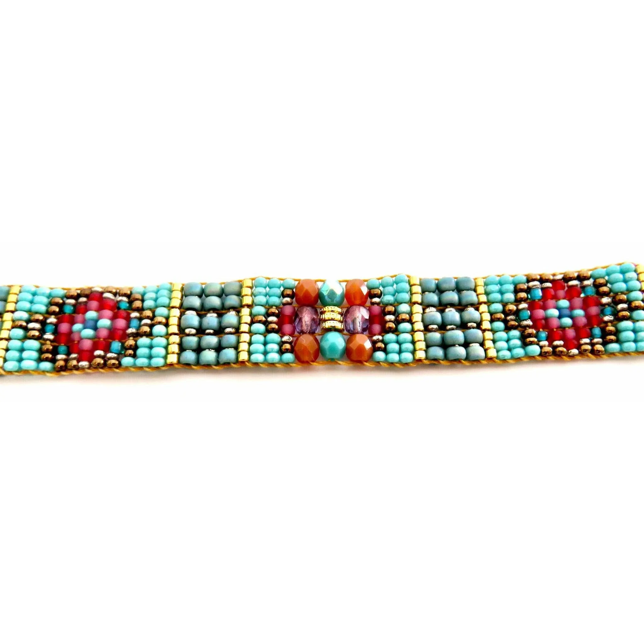 Chili Rose  "Turquoise Beads " Tiffany  Bracelet by Adonnah Langer