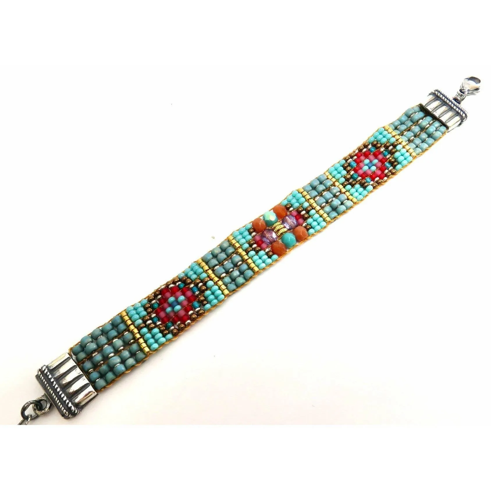 Chili Rose  "Turquoise Beads " Tiffany  Bracelet by Adonnah Langer