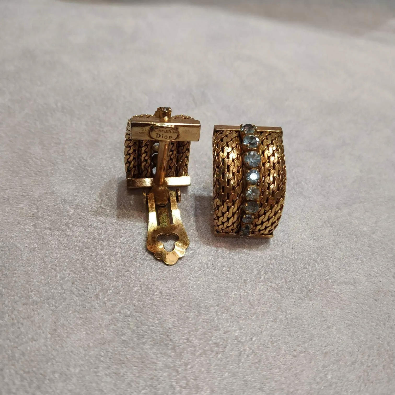 Christian Dior Earrings vintage rope gold clip on