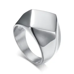 Classy Men Minimalist Signet Ring Silver