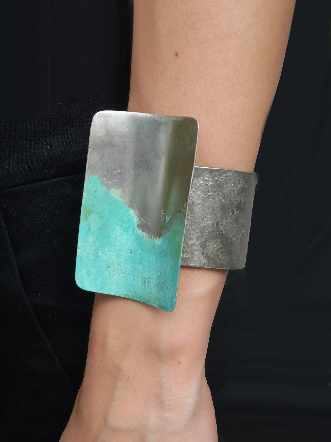 Cuff Bracelet Patina on Alpaca Silver