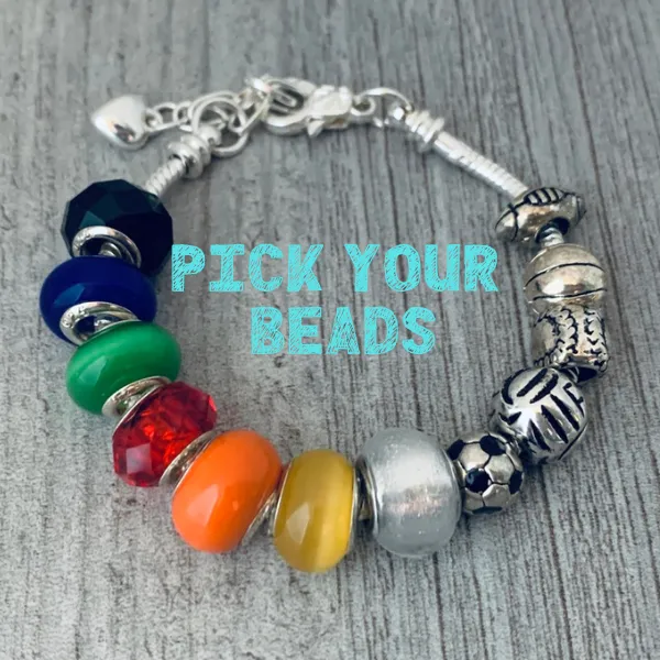 Custom Football Mom Beaded Bracelet - Pick Colors