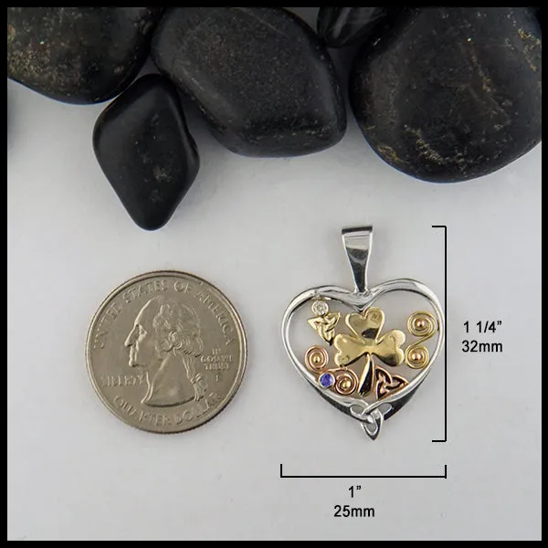 Custom Shamrock Heart Pendant