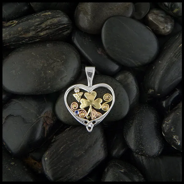 Custom Shamrock Heart Pendant