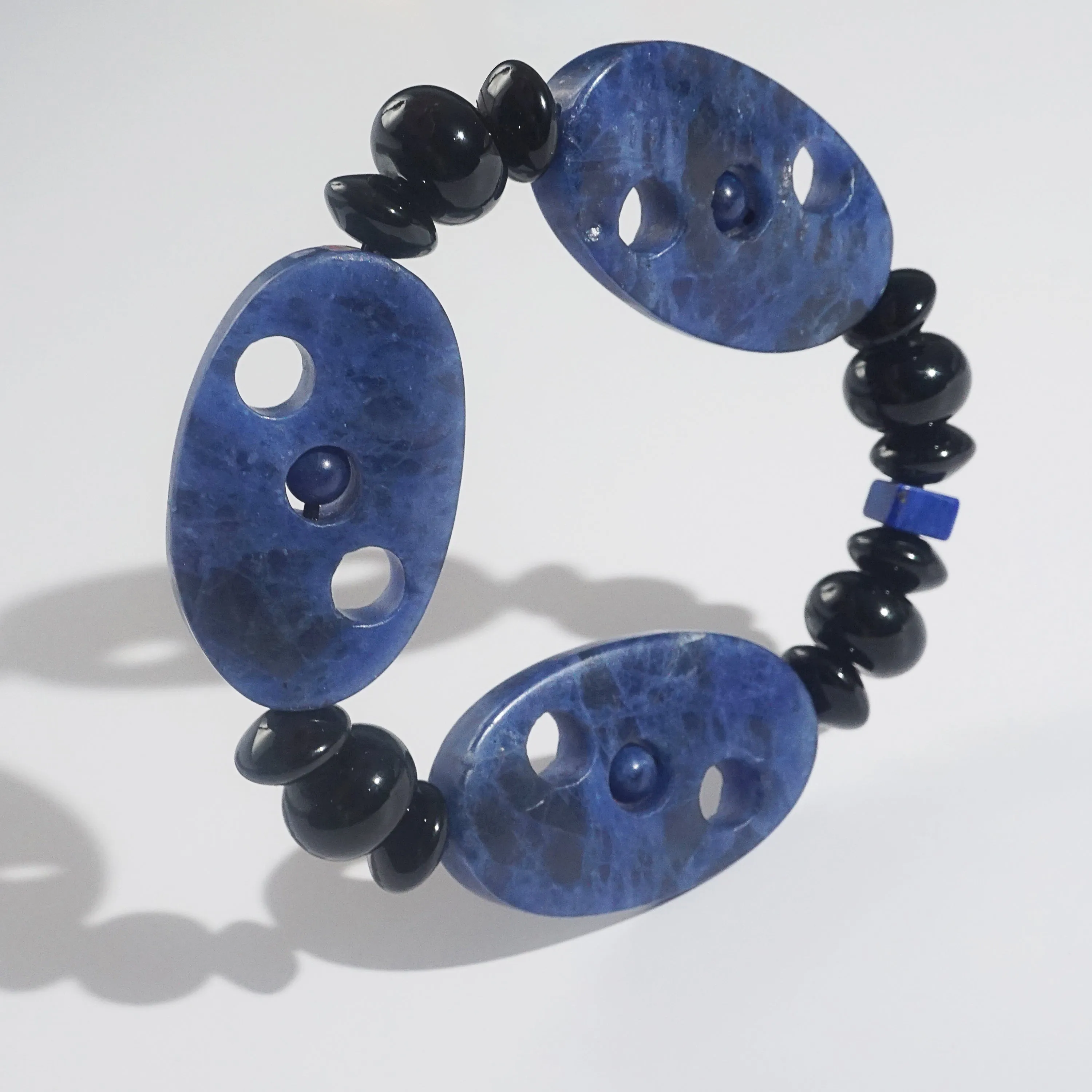 Dumortierite, Black Onyx, and Lapis Lazuli Mixed Gemstones