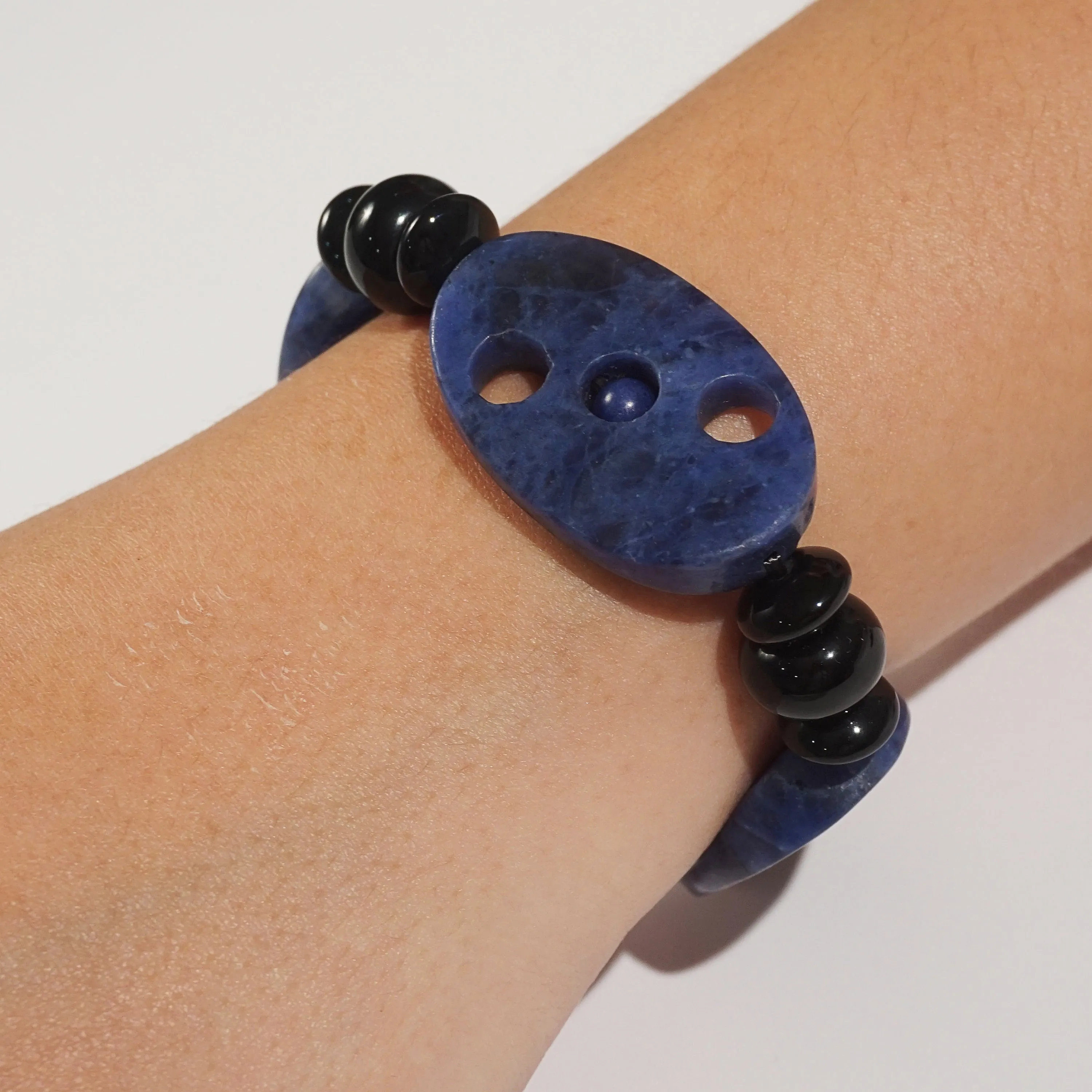 Dumortierite, Black Onyx, and Lapis Lazuli Mixed Gemstones