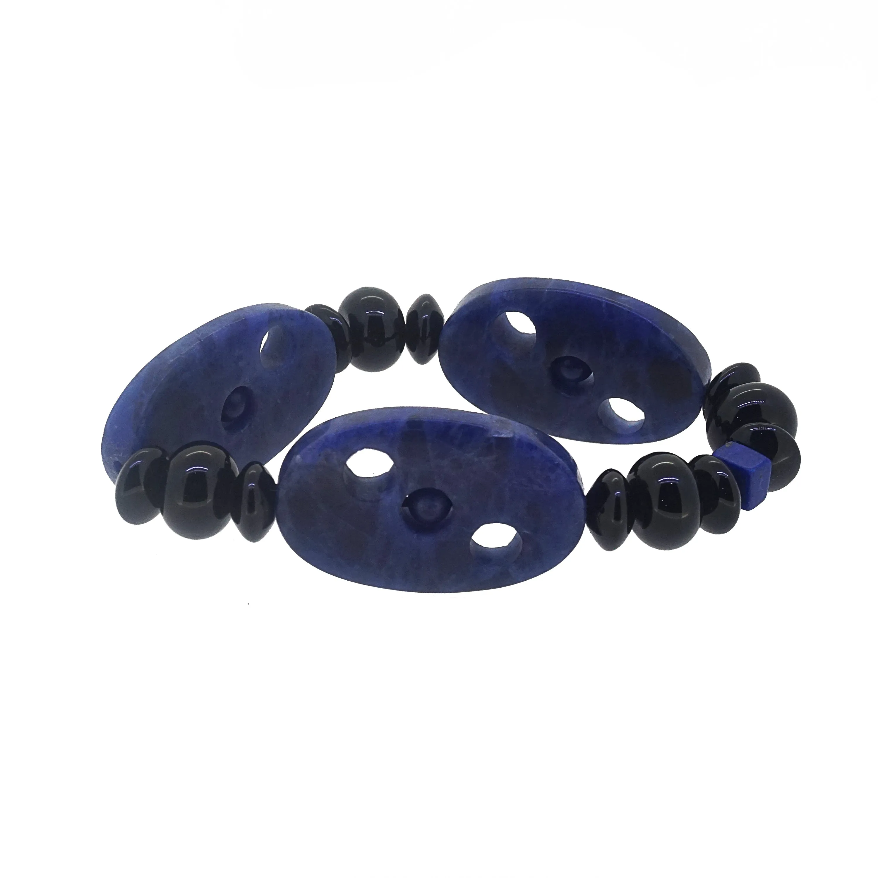 Dumortierite, Black Onyx, and Lapis Lazuli Mixed Gemstones