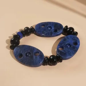 Dumortierite, Black Onyx, and Lapis Lazuli Mixed Gemstones