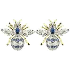 Earrings - Blue Sapphire & Diamond