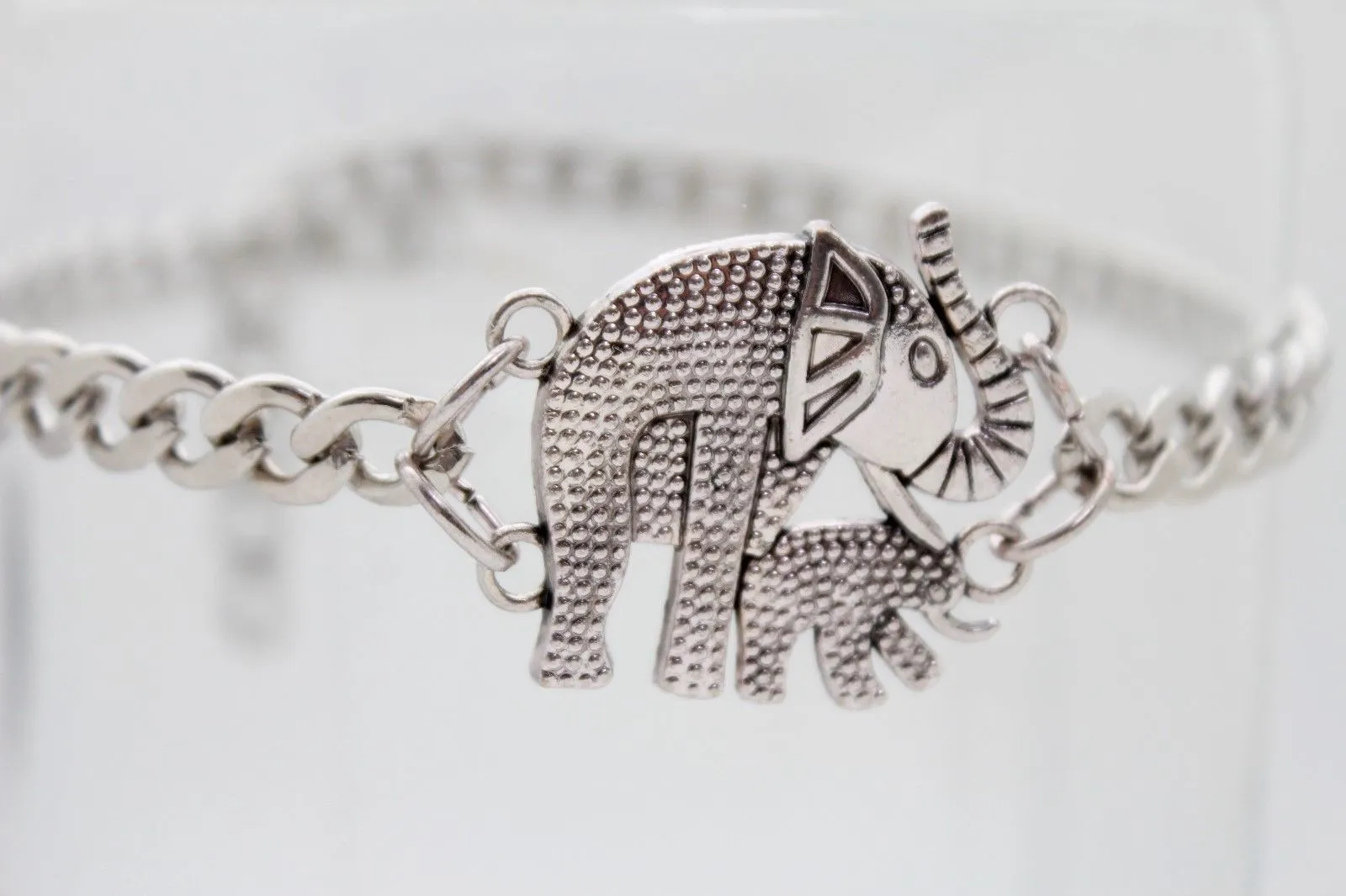 Elephant & Calf Charm Boot Chain