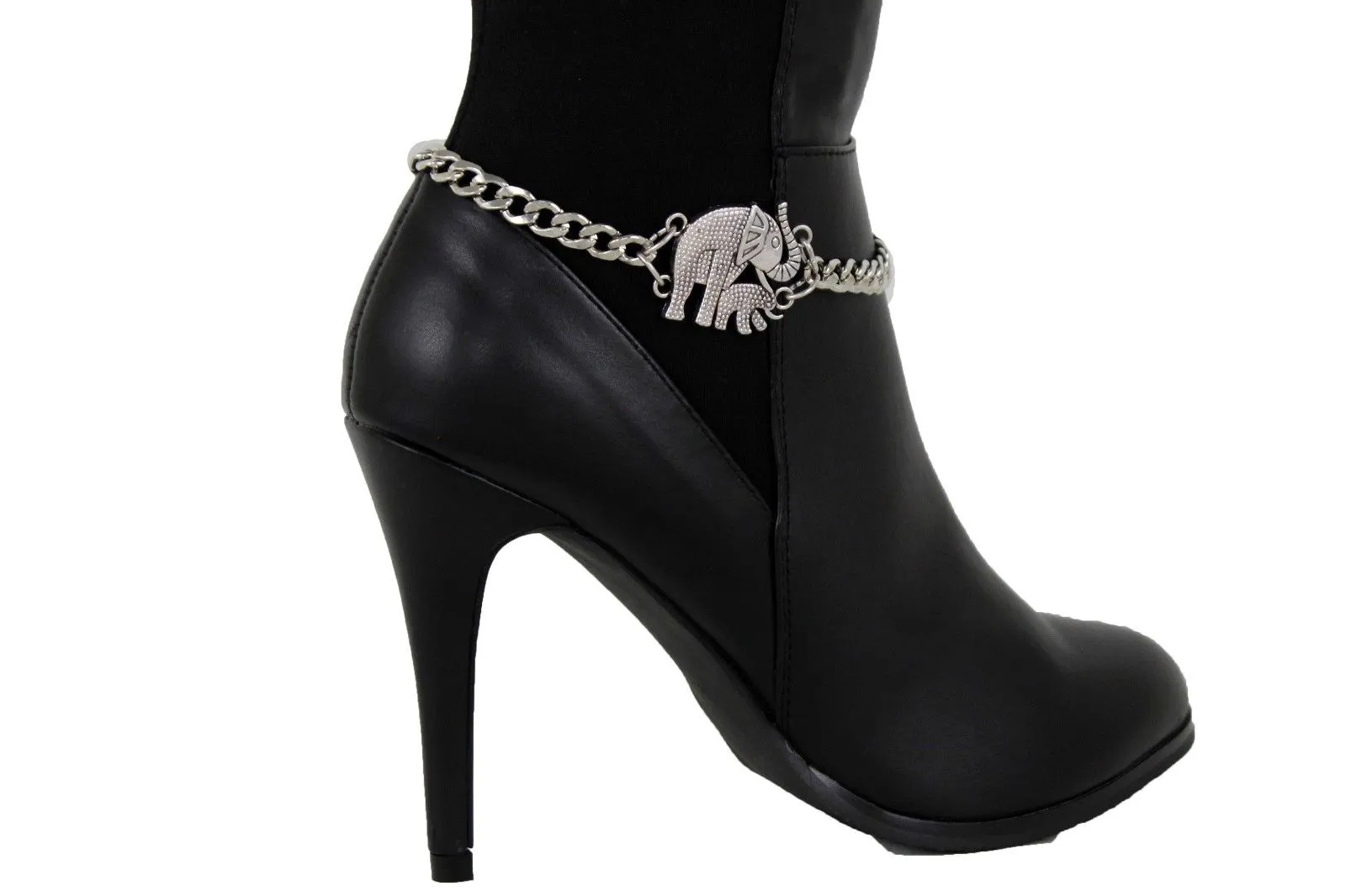 Elephant & Calf Charm Boot Chain