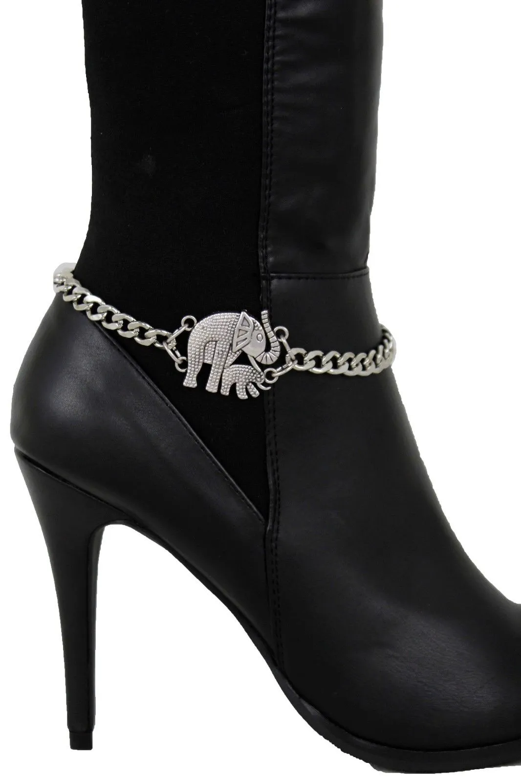 Elephant & Calf Charm Boot Chain