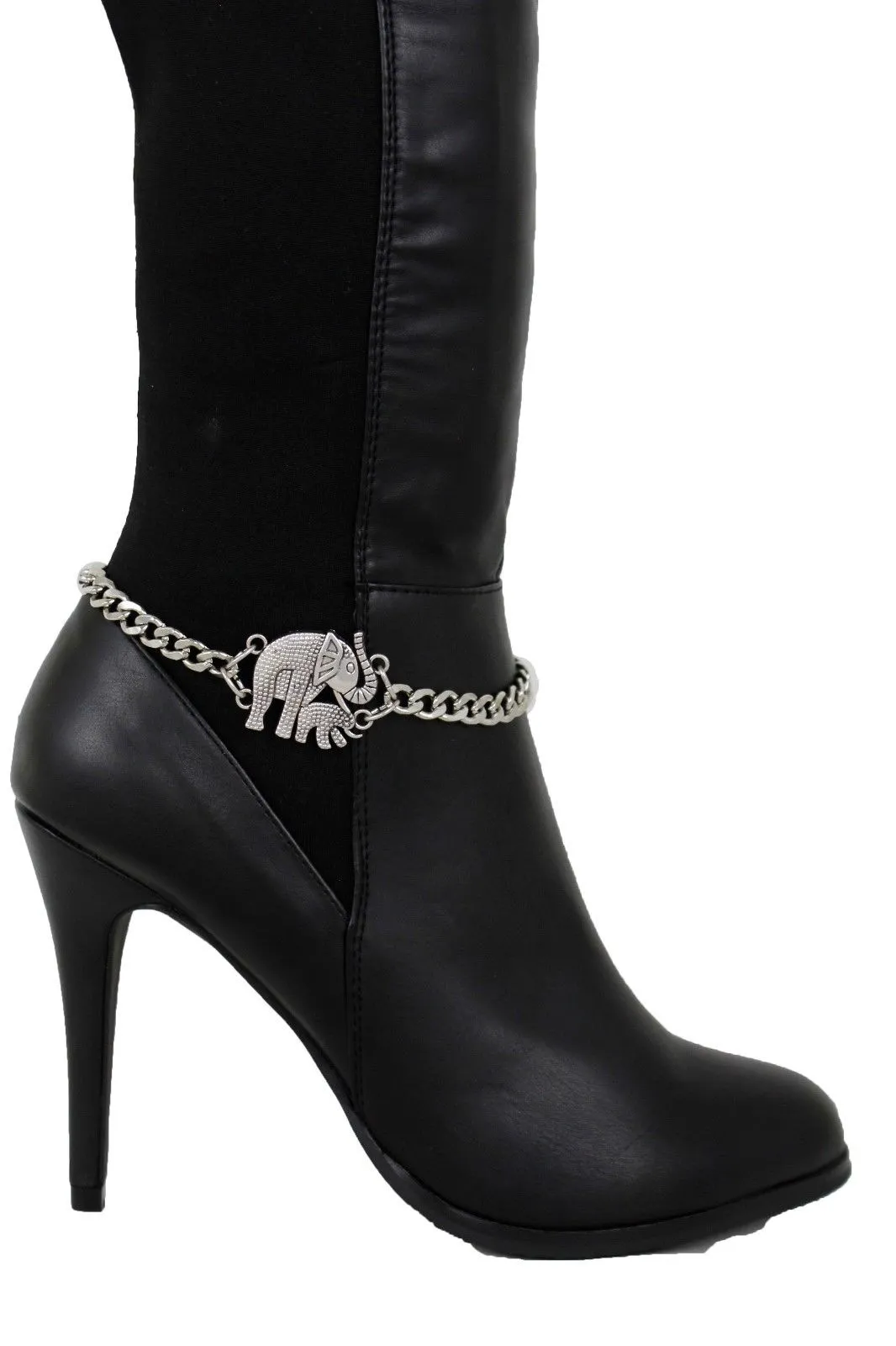 Elephant & Calf Charm Boot Chain