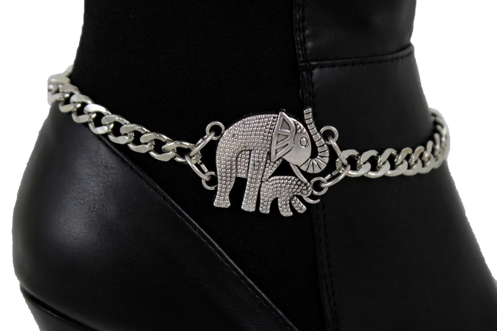 Elephant & Calf Charm Boot Chain