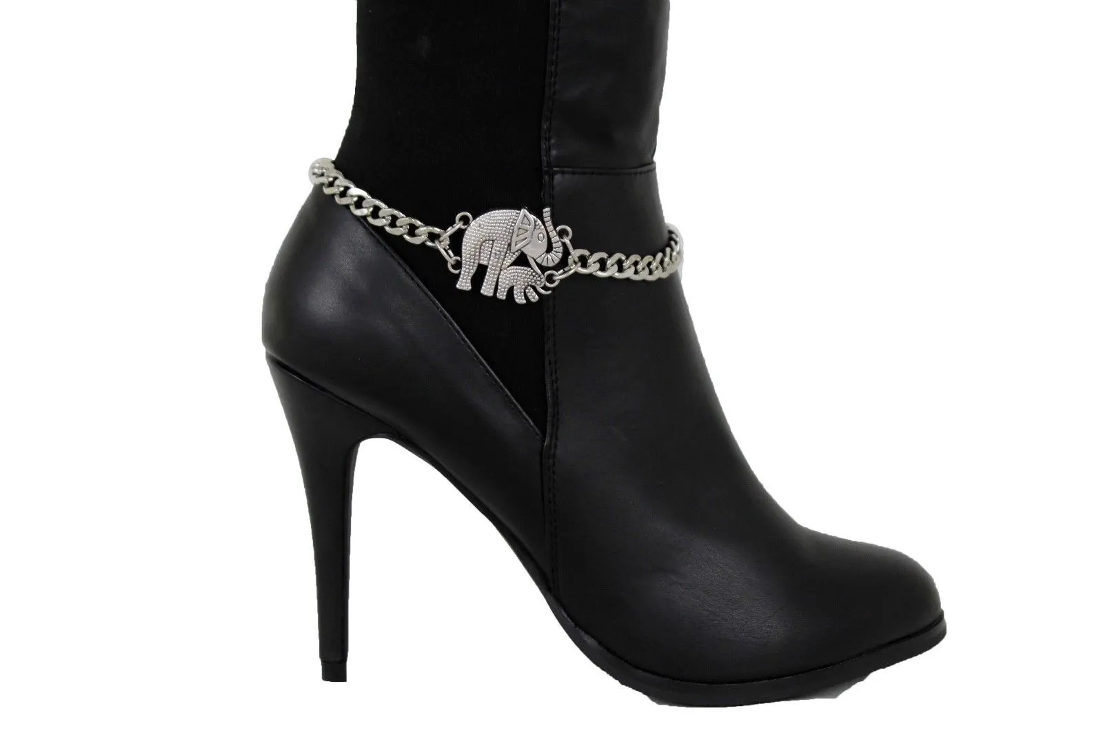 Elephant & Calf Charm Boot Chain