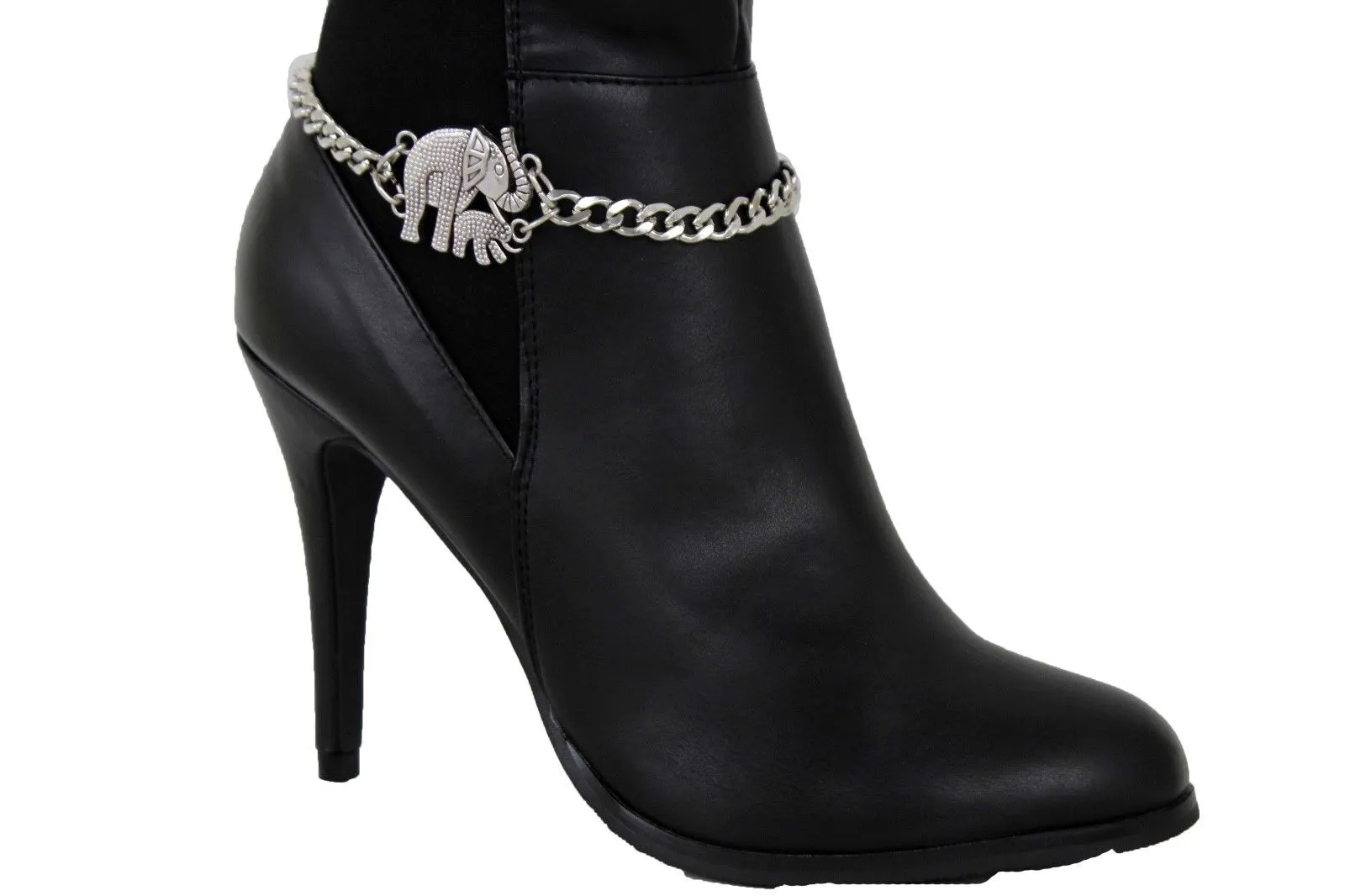 Elephant & Calf Charm Boot Chain