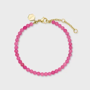 Essentielle Pink Beads Bracelet, Gold Colour