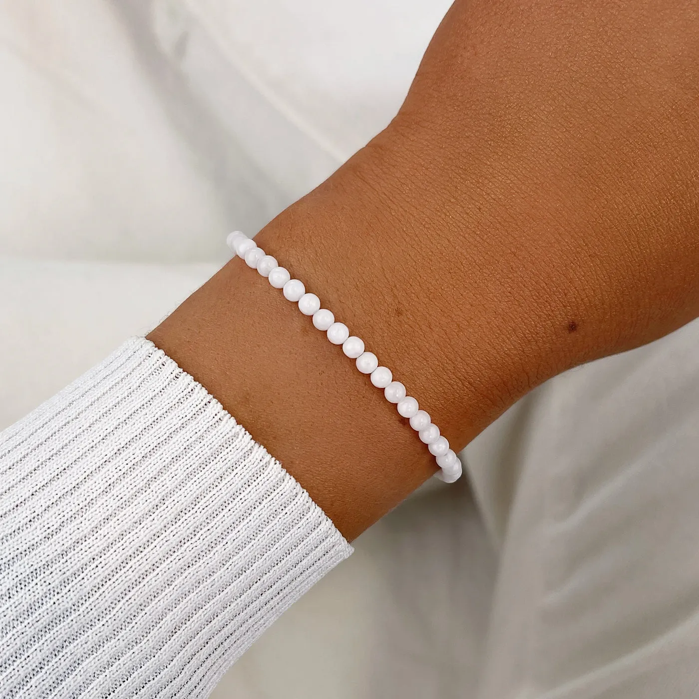 Essentielle White Beads Bracelet, Rose Gold Colour